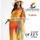 Lingshang Silk Scarf Female Chemical Fiber Scarf Ultralarge Thin Summer Sunscreen Cape Beach Towel Scarf Long Design thumbnail-3