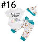 Easter Day 2019 Long Sleeved Baby Bunny Print Rompers & Pants & Headband 3pc Set thumbnail-4