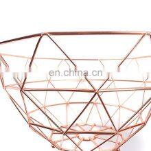 Fruit Basket Bowl Storage Tray Container Kitchen Round Iron Wire Gold Metal Fruit Basket thumbnail-5