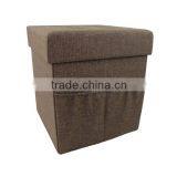 Ample Collapsible Storage Ottoman With Cushion Top thumbnail-5