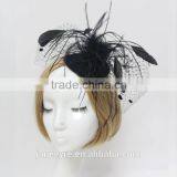 High Quality Handmade Black Veil Fascinator Hat With Feather thumbnail-1