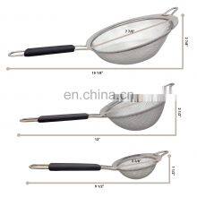 Set of 3 Stainless Steel Fine Mesh Strainers Graduated Sizes 3.38