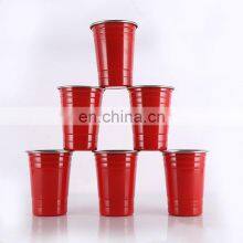 Brand New Logo Drinking Metal 16oz Party Red Custom Reusable Stainless Steel Beer Pong Cups thumbnail-1