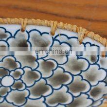 Hot Sale Factory Wholesale Vietnam Rattan Ceramic Fruit Plate Japanese Living Room Household Snack Tray Wholesale thumbnail-4