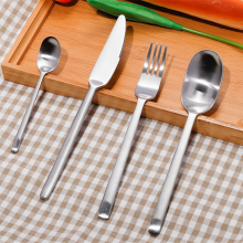 Modern Wedding Flatware Kitchen Knife Spoon Fork Stainless Steel Silver Matte Silverware Cutlery Set thumbnail-4