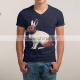 100% Thin Soft Combed Cotton Vintage Casual v Neck Tshirt for Men Wholesale thumbnail-4