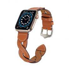 Woven Braided Watches Band Wristband Replacement Bracelets Genuine Leather Watch Strap for Iphone Apple Iwatch 5 6 7 Series thumbnail-4