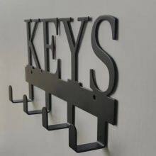 Wall Mounted Carbon Steel Rack Key Holder Home Decorative Wall Hooks Rail Hooks Rails Rack Black Hat Metal Hooks thumbnail-3
