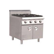 Heavy-Duty 4-Burner Gas Cooker With Cabinet - 30kW NG, 800x900mm Dimensions thumbnail-1