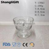 China Factory Elegant Long Stem Crtstal Wave Mouth Ice Cream /dessert Glass Bowl With Embossed