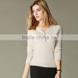 Cashmere sweater half placket long sleeve pullover