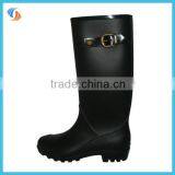 Fashion Black Buckle Strap PVC Rain Boots thumbnail-1