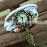 New Hot Retro Metal Fashion Leather Bracelet Water Quartz Hand Clock Women Wrist Watch ,antique Gold Filled Watch thumbnail-6