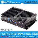 Wholesale Fanless Mini pc With 2 COM 4 USB 3.0 Intel Celeron 1037u Processor 4G RAM 120G SSD