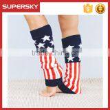 V-909 New Design Cotton Knee High Girl Flag Boot Leg Warmer Women Open Knit Boot Cuff