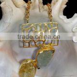 Rough Stone Vermeil Necklace, 925 Sterling Silver With Rough Gemsstone Necklace Gold Plated, Designer Necklace thumbnail-1