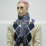 TYSAF067 Navy and Grey Rhombus Knit Scarf With Acrylic