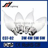 2016 hot sale C37 6W 85-265V E27 E14 led light bulb