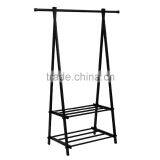 Black Metal Coat Hat Rack 2-tier Garment Drying Rack Clothes Shoe Organizer thumbnail-1
