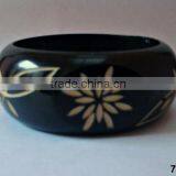 Indian Horn Fashion Bangle Bracelet With Bone Inlay thumbnail-1