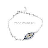 925 Silver Micro Pave Setting Jewelry Evil Eye Bracelet thumbnail-2