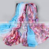 Fashion Active Dying Floral Pattern Scarf 100% Polyester Silk Scarves for Women thumbnail-2