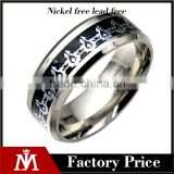 2016 Silver Wedding Band Jewelry Unique Pattern Stainless Steel Polished Rings for Mens