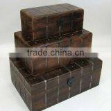 Antique Wooden Pirate Chest Boxes thumbnail-1