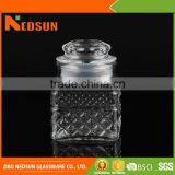 Lowest Price Embossed EX-factory Price Glass Jar With Glass Lid China Supplier Wholesales thumbnail-1