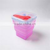 100% Food Grade Microwave Safe Silicone Foldable Bowl With Lockable Lids thumbnail-1