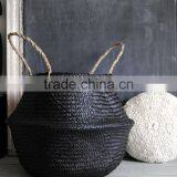 Black Seagrass Basket/ Storage Basket/ Laundry Seagrass Basket