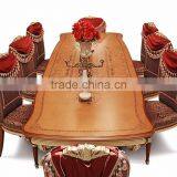 Luxurious Elegant Golden and Brown Carving Round Dining Table Set With Buffet and Chairs BF12-04204b thumbnail-2