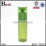wholesale super price 50ml plastic spray bottle green color plastic spary bottle square shoulder 50ml plastic spray bottle