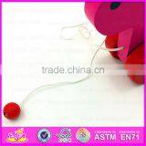 Lovely Toddler Wooden Dog Pull Along Toys for Kids,Wooden Baby Pull Along Real Look Charming Toddler Dog Animal Toy W05B109 thumbnail-3