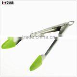 14004 New Shape Barbecue Grill Tongs Silicone Kitchen Serving Locking Food Tong thumbnail-2