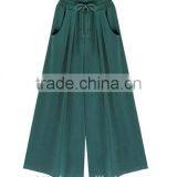 Fashion Indian Women Casual Pants Wide Leg Trousers With Elastic Band thumbnail-5