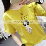 2016 New Fashion Style Summer Girl Student Popular Korean Star Commics Potrait Print Short Sleeve T- Shirt thumbnail-5