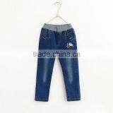 Wholesale Baby Denim Jeans Bird Embroidery Simple Little Dot Denim Trousers thumbnail-1
