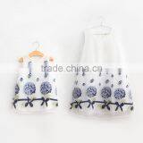 New Design Summer Embroidery on Organza Mother and Daughter Dress Same Clothes for Mother and Daughter thumbnail-2