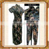 Elegant Long Length Short Sleeve Black Cheongsam thumbnail-1