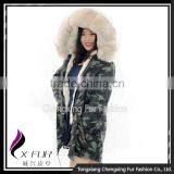 CX-G-P-08D Fashion Parka Jacket Real Rex Rabbit Fur Jacket With Fox Collar thumbnail-2