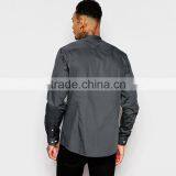 Mens Grey Cotton Shirt With Grandad Collar thumbnail-2