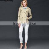 Crisp 100% Cotton Classic Double-breasted Short Coat Custom High Quality Fashion Women Windbreaker Guangzhou Manufacturer thumbnail-2