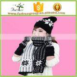 Cold Weather Hat Winter Classic Warm Acrylic Knitted Beanie Hat Scarf Gloves Three Piece Set thumbnail-6