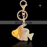 Wholesale Promotional cheap Fashion Decorative metal rhinestone crystal valentine goldfish Key chain for gift giving MCA-0066