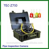50m fiber glass cable pipe and wall inspection camera with ABS Case TEC-Z710