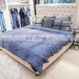 Washable Durable Navy Solid Color Quilt 100%cotton Coverlet Bed-cover With Pinch Pleated Ruffled thumbnail-1