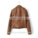 Jacket OEM 2015 Fashion Zippered Faux Leather Moto Jacket thumbnail-3