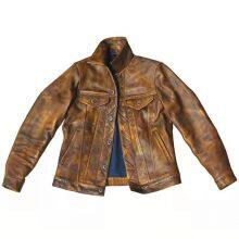 2021NEW FASHION WASHED MEN'S GENUINE COWSKIN LEATHER JACKET FACTORY HOT SALE thumbnail-3
