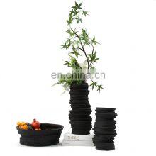 Modern Art Decoration White Black Minimalist Matte Round Handmade Vase thumbnail-3
